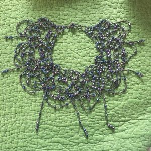 Unique beaded flapper necklace 1920s deco iridescent beads prom club dance